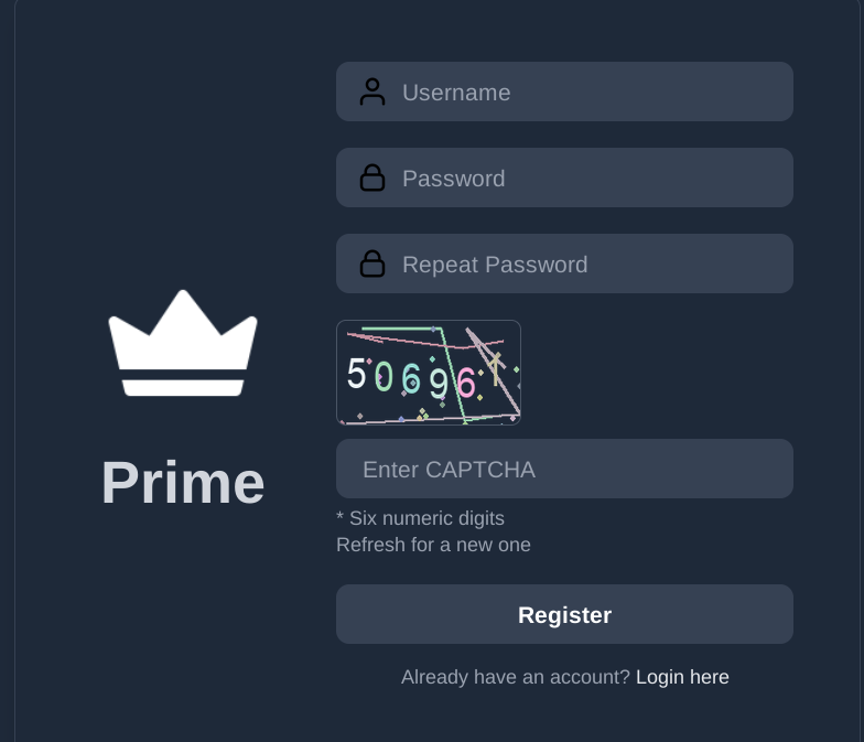 Prime Market registration process — save that mnemonic key